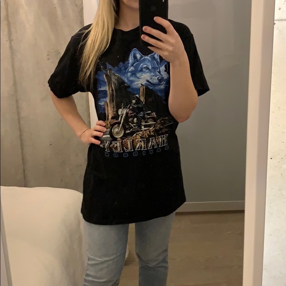 Vintage Texas Harley Davidson Wolf T-shirt - Picture 2 of 6